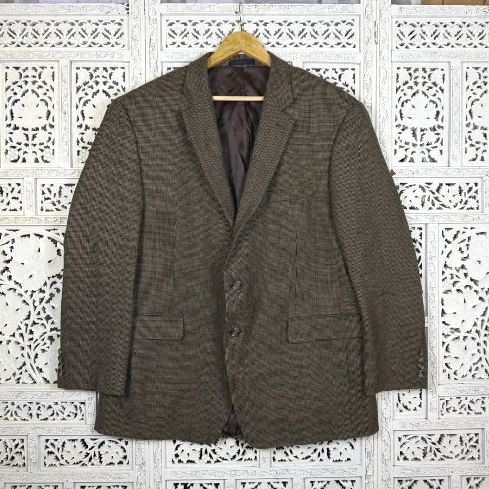 Chaps Plaid Lambswool Blazer Mens 46R Sports Jacket 2 Button‎ Career Academia